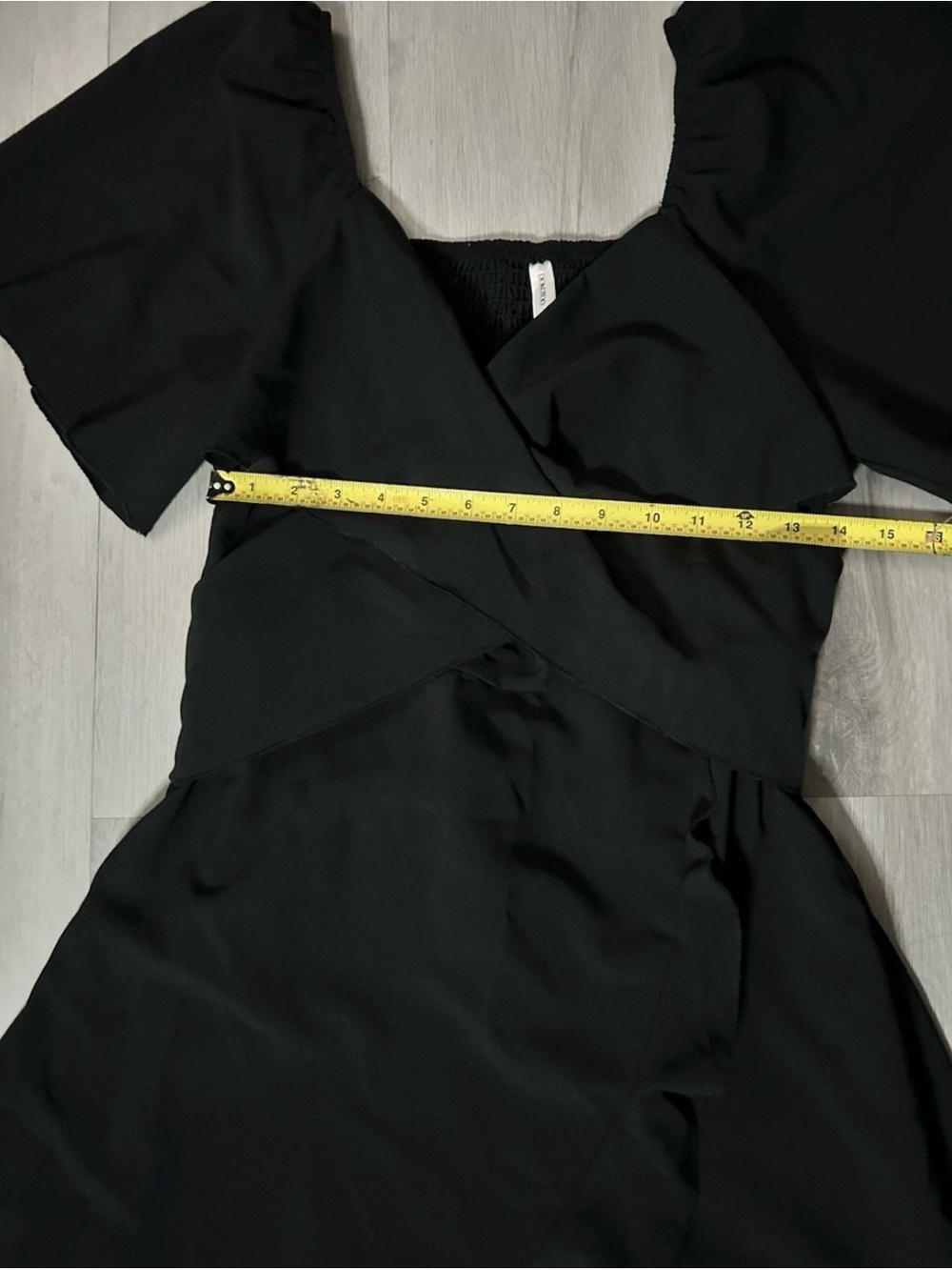 Chic Black Ruffle Wrap Mini Dress - Picture 8 of 12